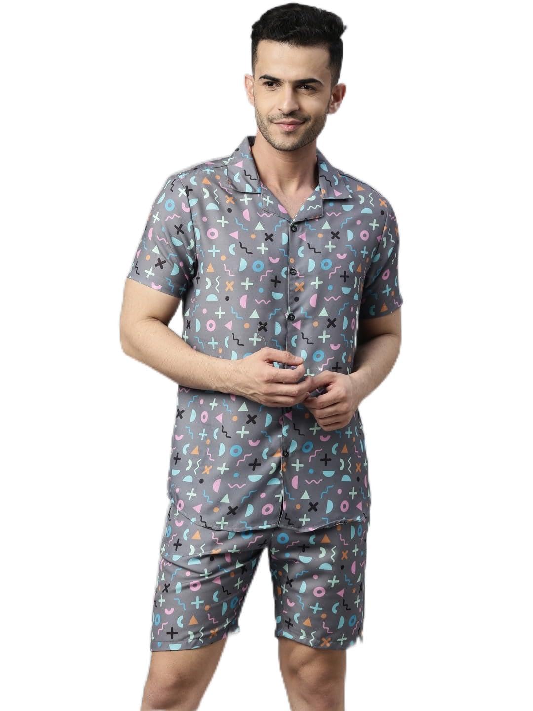 bushirt Men's Cotton Blend Grey Printed Shorts, Above Knee, Machine Washable, Anti-Stain & Anti-Odor, Regular Fit, Durable Comfort Wear for Active Lifestyle ? Responsibly Crafted Casual Shorts-XL-picture-52