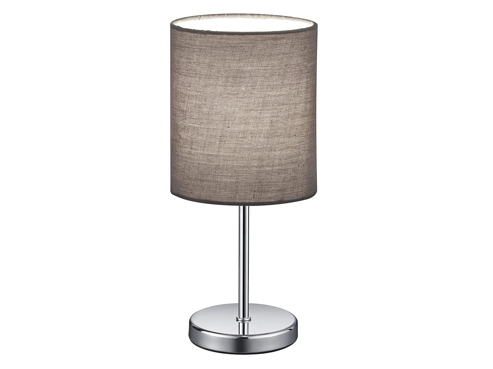 Trio Lighting Jerry Lampada Da Tavolo Metallo Cromato E Paralume Grigio H. 28,5cm Attacco E14