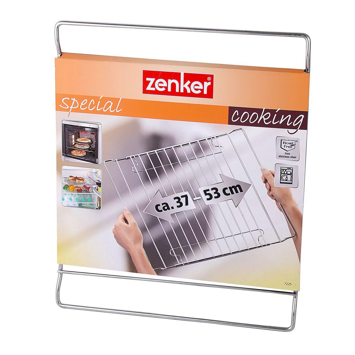 Zenker 7225 Grille de four extensible, grille de four universelle, grille pour four, Acier inoxydable, Argent, 37-53 x 32,5 x 1 cm
