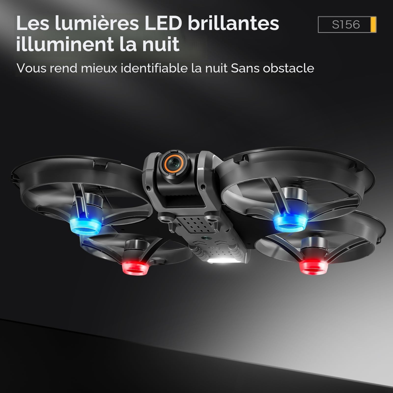 Drone avec Caméras, Télécommande Moteur Sans Balais Drone avec 4,5 Pouces écran, Carte SD, Veilleuse LED, Caméra Réglable à 90°, 2 Batteries, Convient aux Adultes et aux Débutants