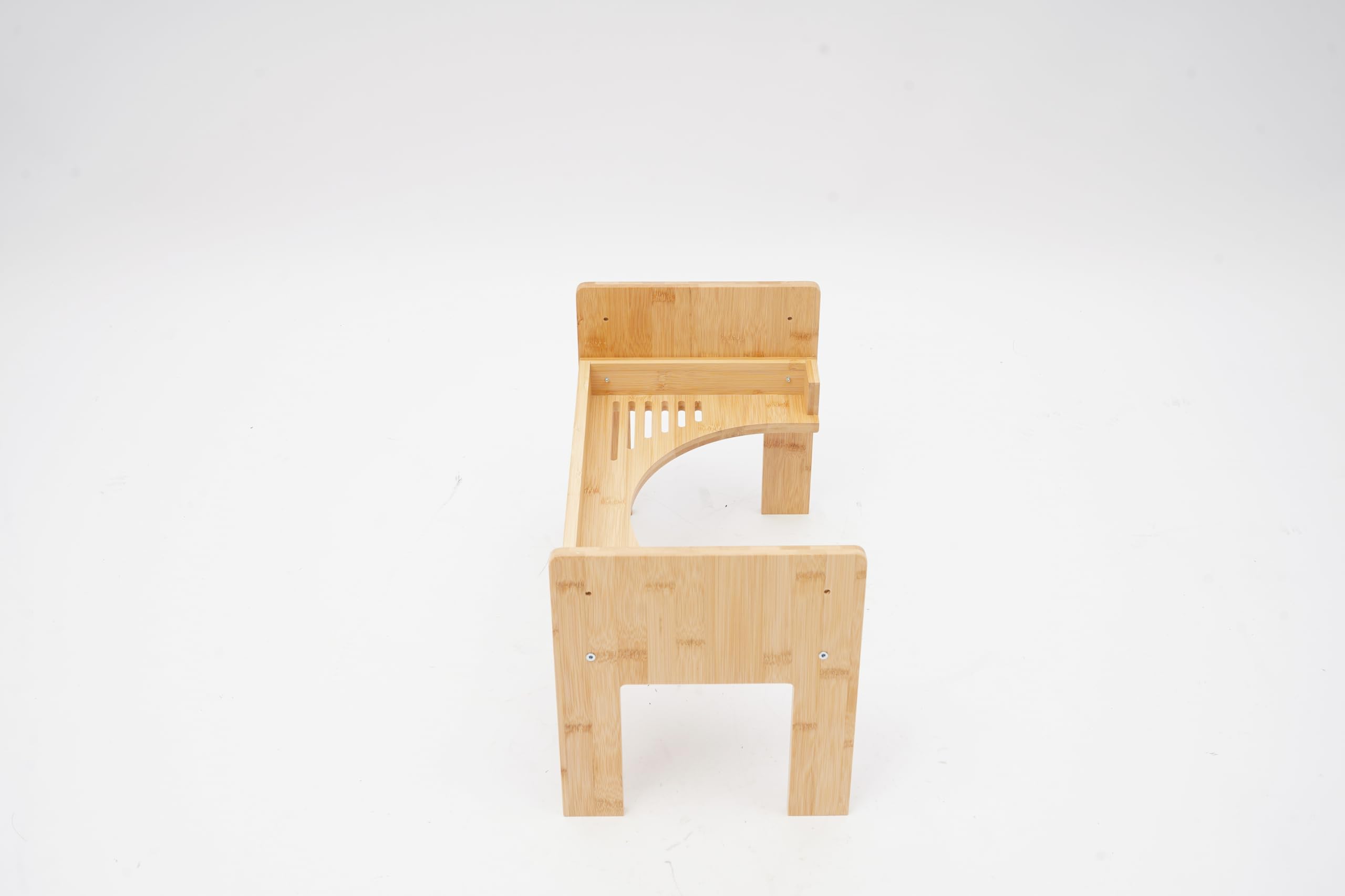 Taburete de bambú para inodoro, altura regulable, soporte para inodoro, tabla de madera, taburete en forma de C de 35 grados