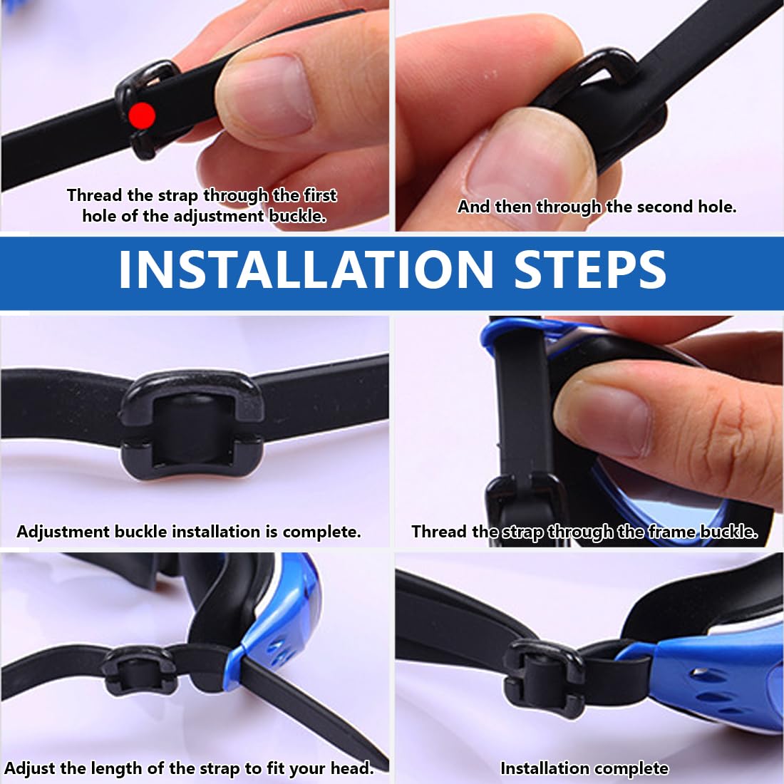 2 Piezas Correa de Silicona para Máscara de Buceo, Banda Ajustable para Gafas de Buceo y Snorkel, Alta Elasticidad, Ideal para Buceo y Natación (Negro)