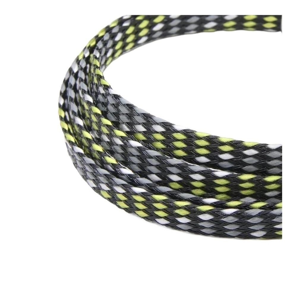 Funda trenzada expandida de 1/5/20/50 m, 4/8/12 mm, hilo de algodón PET de polipropileno suave, envoltura de alambre aislado, línea de protección de cables (amarillo, blanco y gris, 12 mm_50