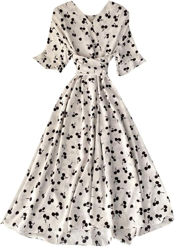 Amazon Co Jp 夏ワンピース 花柄 Aライン カシュクール ドレス 演奏会 レディース 着痩せ 体型カバー ベルト付き イブニングドレス ヘプバーン風レトロドレス 春夏秋 リゾート 旅行 半袖 Vネック エレガント パーティードレス 結婚式 お呼ばれ 普段着 通勤 服