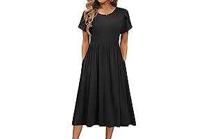 Women's Summer Short Sleeve Dressy Plus Size Midi Dresses