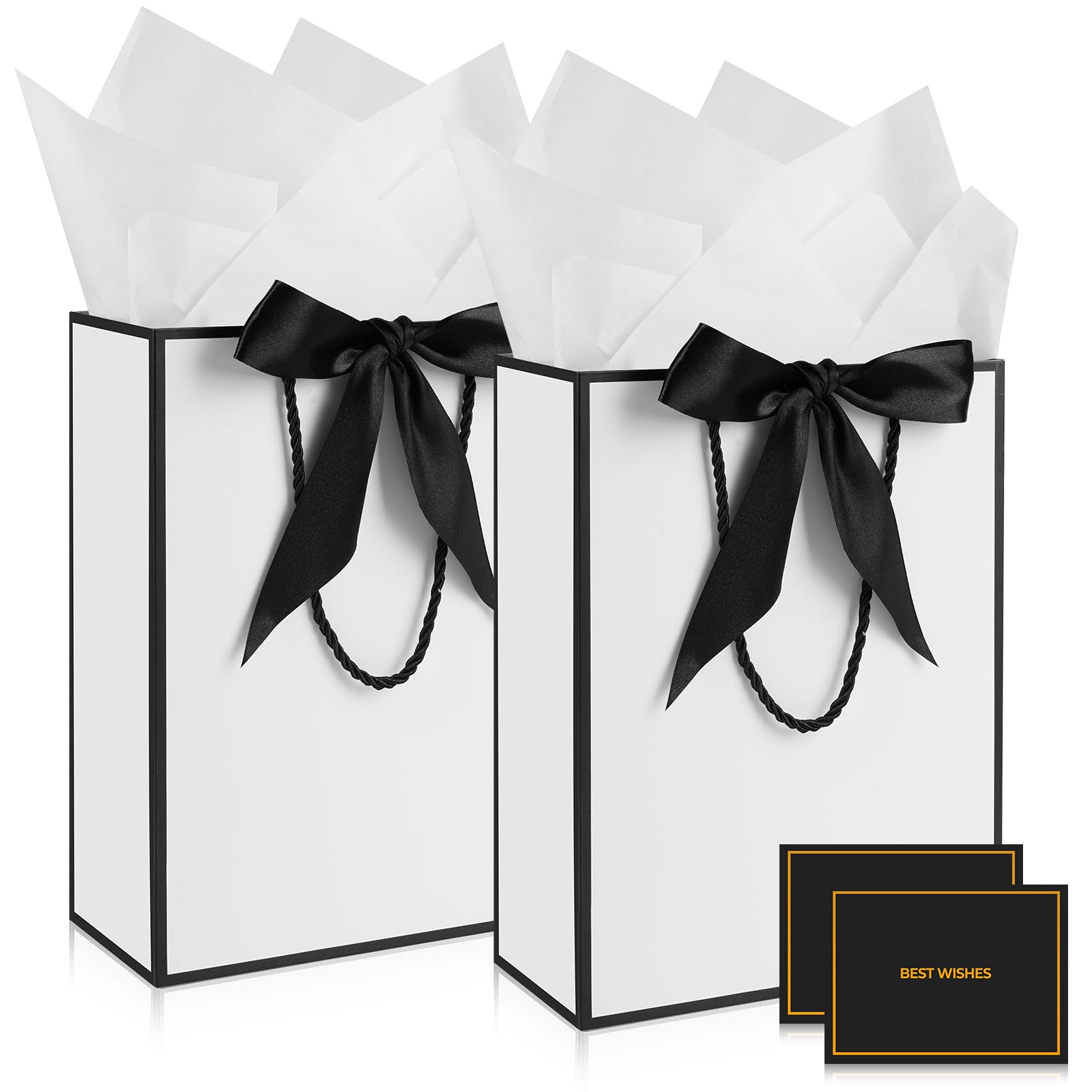 Gift Bags for Present, 2 Pcs Medium Gift Bag with 2 Wrappers and 2 Cards, Paper Gifts Bags with Handles for Women Men Birthday Wedding Party — image 1