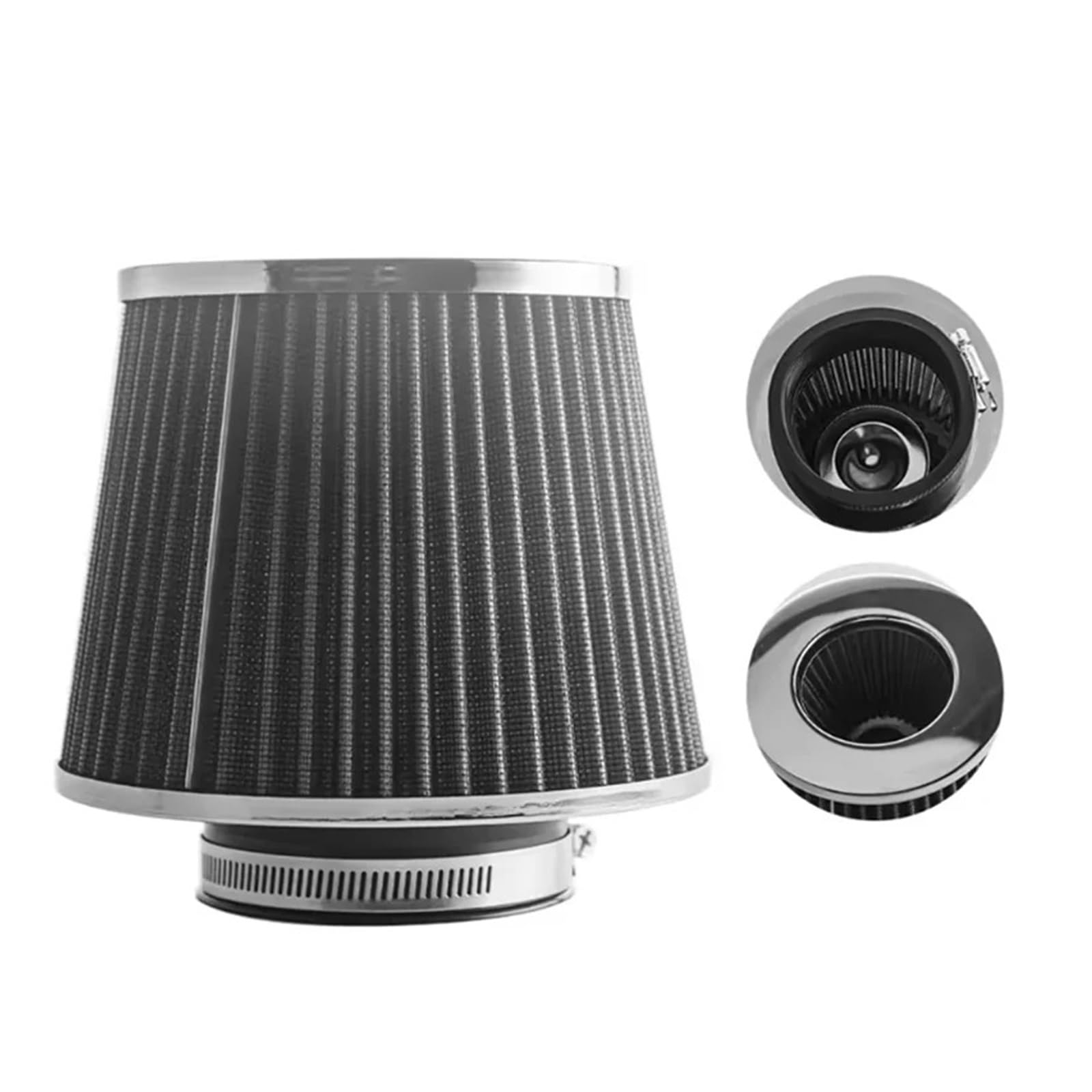 Filtro De Aire Alto Flujo Modificado Para Coche Universal Con Cabeza Seta 76mm Toma Aire Coche(Red)