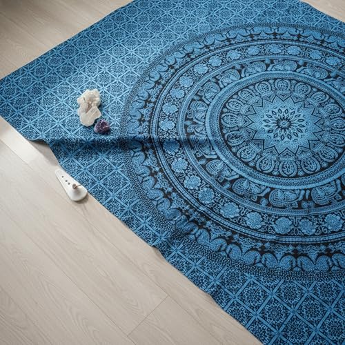 Image of Craft Trade 30x40 Inches Blue Cotton Mandala Ombre Wall Hanging Tapestry