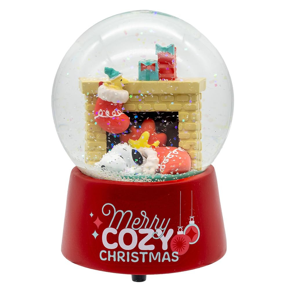 Peanuts Red Kurt Adlers 100Mm Snoopy Fireplace Musical Waterglobe