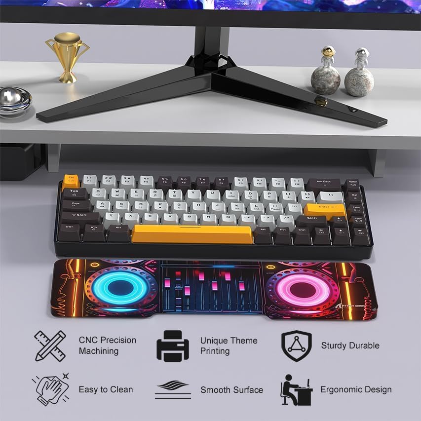 Image of Punk Acrylic Keyboard Wrist Rest - Compact 60% Keyboard- Mechanical Keyboards Ergonomic Palm Rest for Computer Keyboard,Anti-Slip Base,Wrist Pad for Laptop,Office & Home-Easy Typing