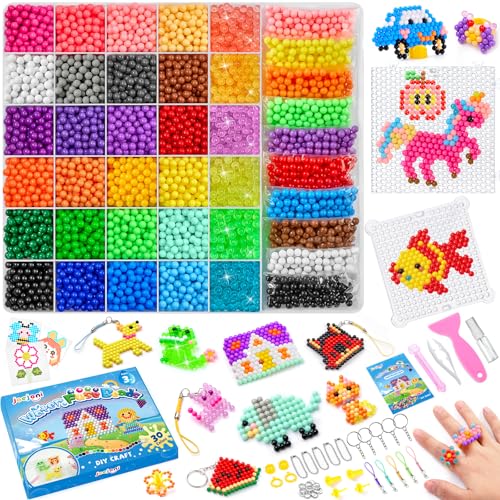 JOEJONI 30 Colores Abalorios Cuentas De Agua, 4000 Piezas Recambio Bolitas, Juego de Recarga de Perlas de Agua para Principiantes, Brillan en la Oscuridad Recambio Bolitas