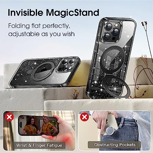 CASEKOO for iPhone 13 Pro Max Case Cover Sparkle Black | Genuine Official, with Magnetic Ring Stand, Compatible with MagSafe, 16FT Military-Grade Protection, Shockproof, Twinkle Star, 6.7'' by CASEKOO - Image 2
