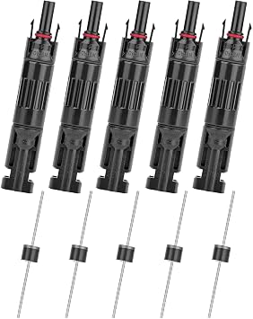 5PCS PV Solar Panel Connector Male/Female 20A Built-in Diode Solar Wire Connectors Waterproof Anti-backflow
