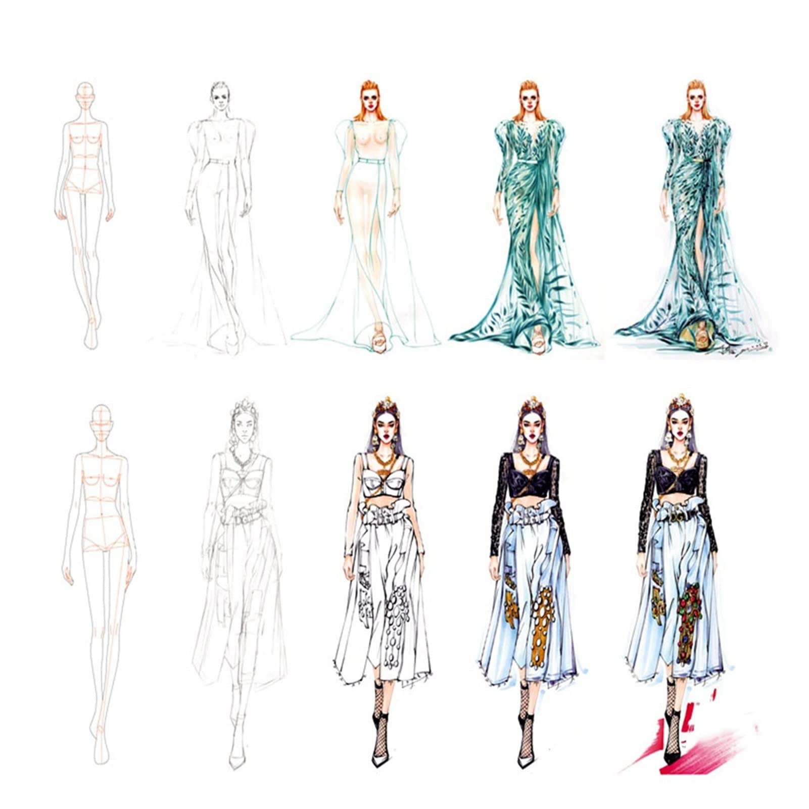 Lineal-Set for Modezeichnungsvorlagen, weibliche Nähmuster, humanoide Muster, Design, Kleidung, Messen von Kurvenlinealen for das Zeichenset,Lineale