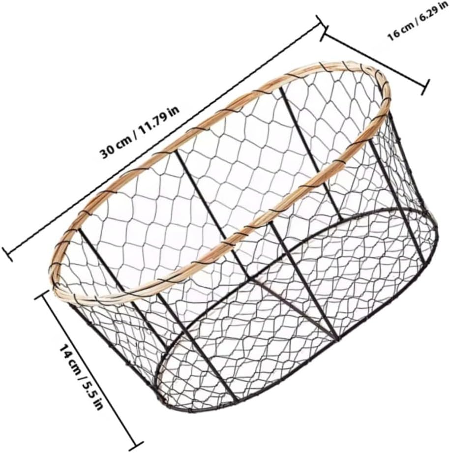 Iron Wire Bread Basket Oval Small Metal Mesh Wire Storage Basket for Fruit Vegetable Organization and Kitchen Countertop Serving