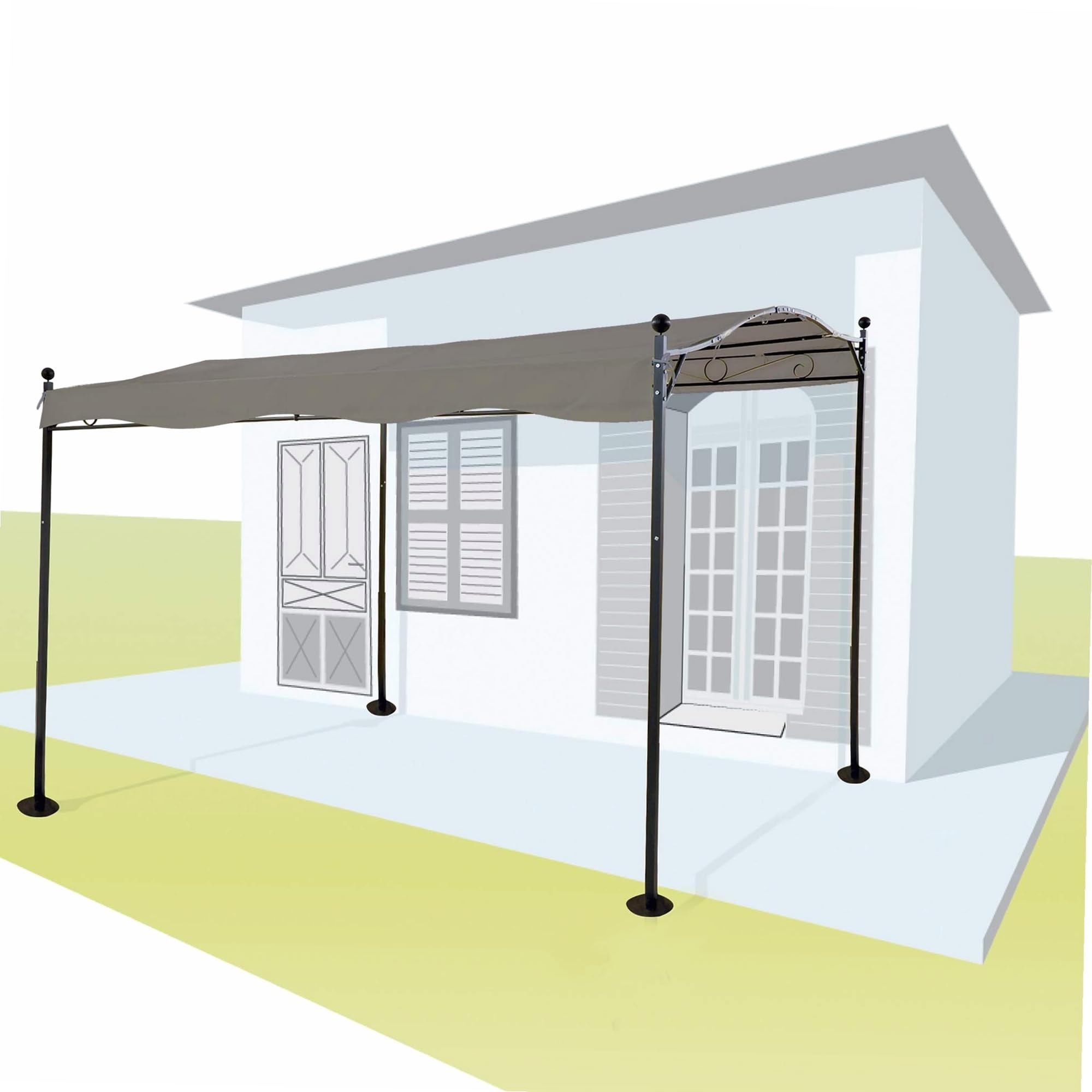WERKA PRO Toile d'Ombrage pour Pergola Polyester 180 g/m² 3 x 2,5 m Taupe
