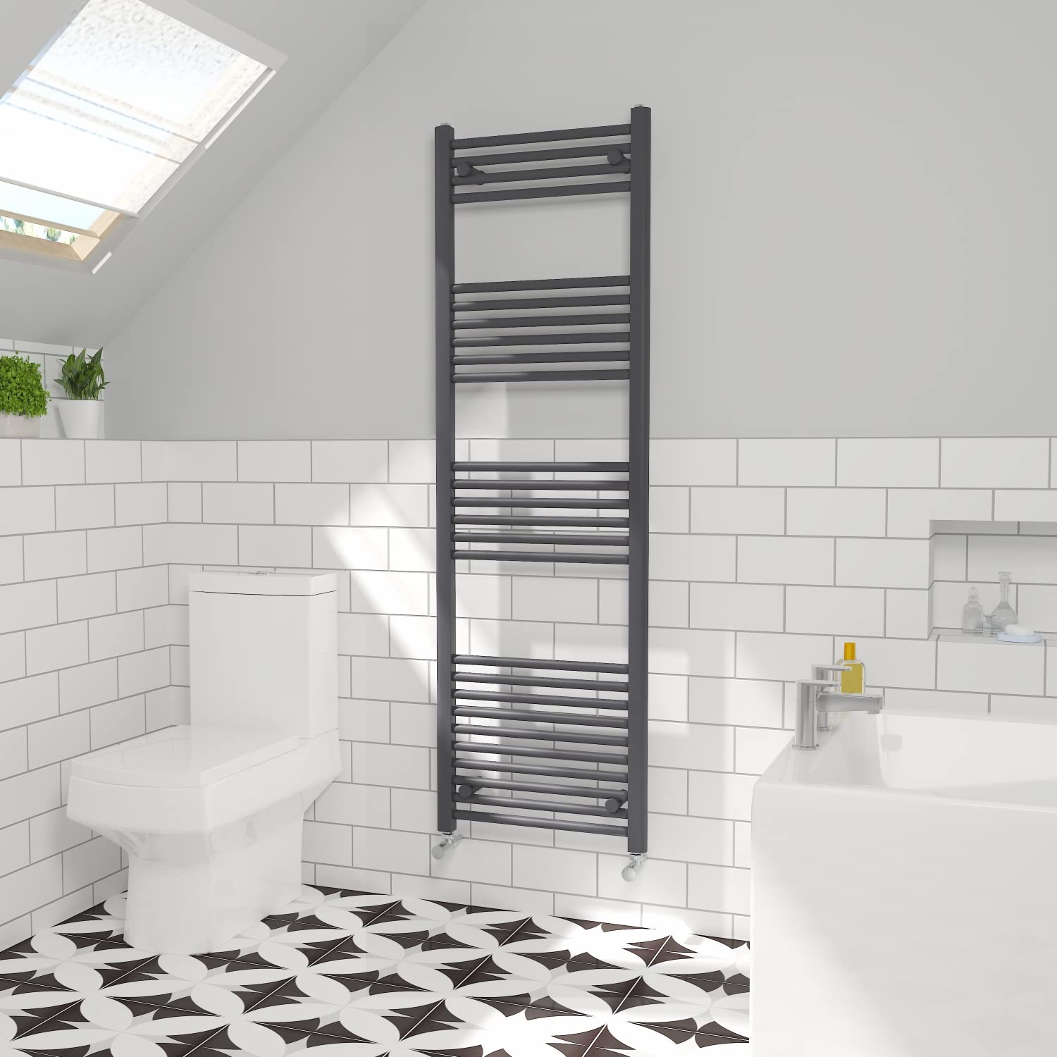 NRG Straight Central Heating Towel Rail Home Radiator Anthracite 1600×500mm