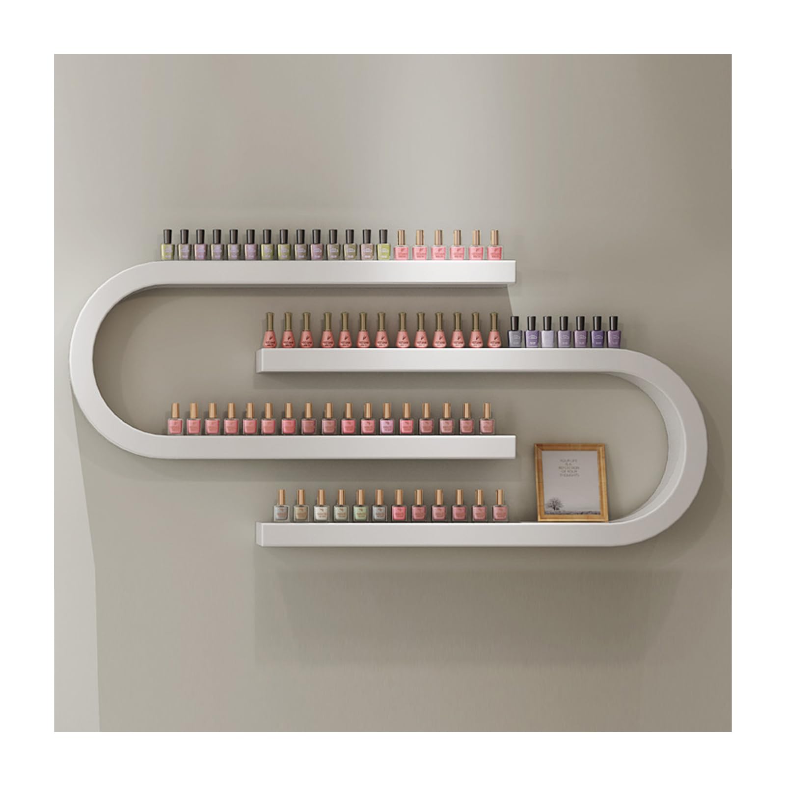 JTWWDM Hanging Wall Mounted Shelf, U-Shaped Essential Oil Perfume Storage Rack, Nail Polish Bottle Display Organizer, Multifunctional Perfume Holder,White,2P