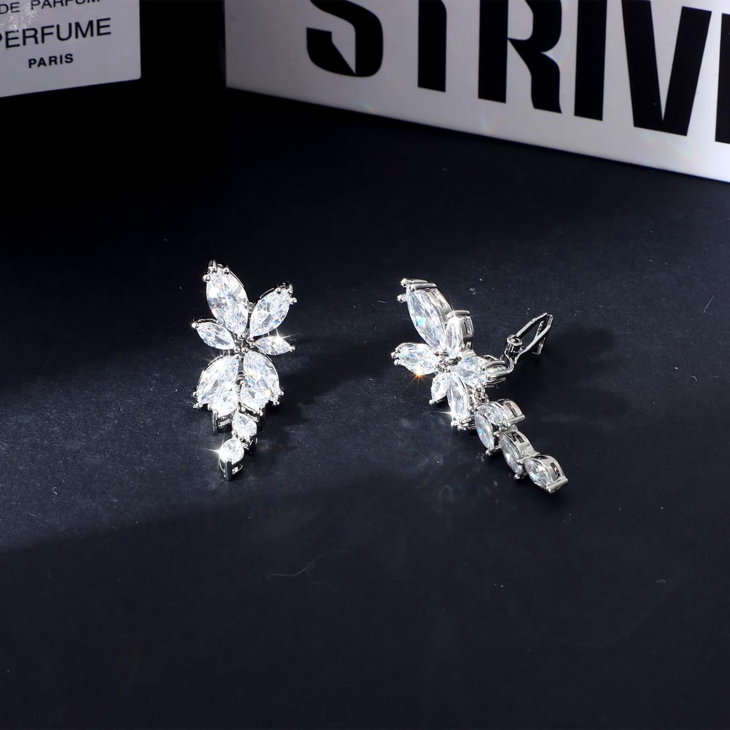 Clip on Earrings for Women 925 Sterling Silver Plated Cubic Zirconia Long Tassel Dangle Drop Earrings Non Pierced Earrings for Women Jewelry Gifts Wedding Party - Image 4