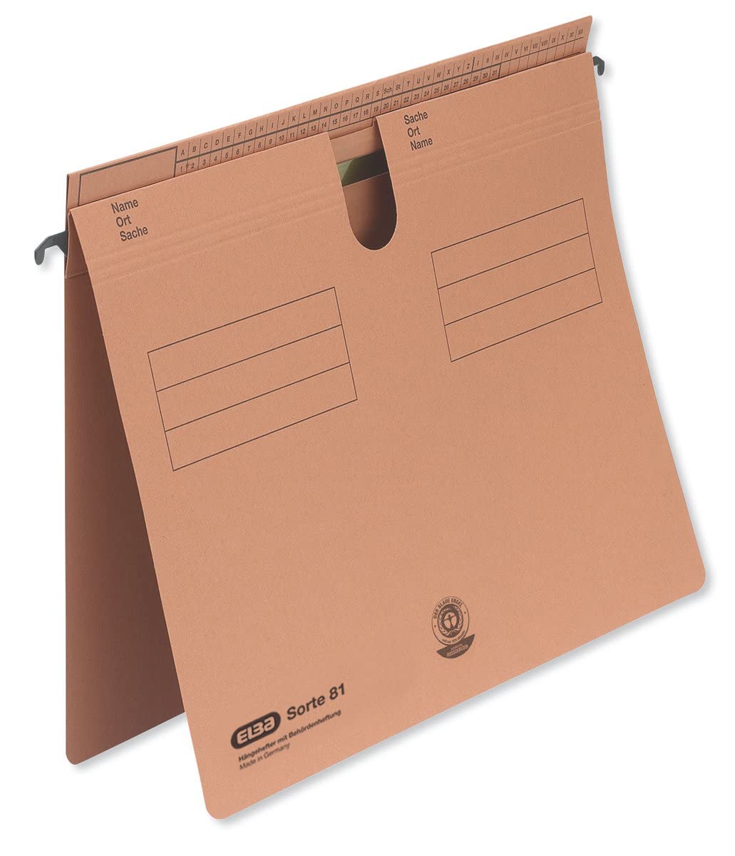Elba Classeurs suspendus 81459bl Variété 81, pour avec reliure commerciale ou Lot de 50 dossiers suspendus à crochet, bleu Dossier suspendu 81 orange