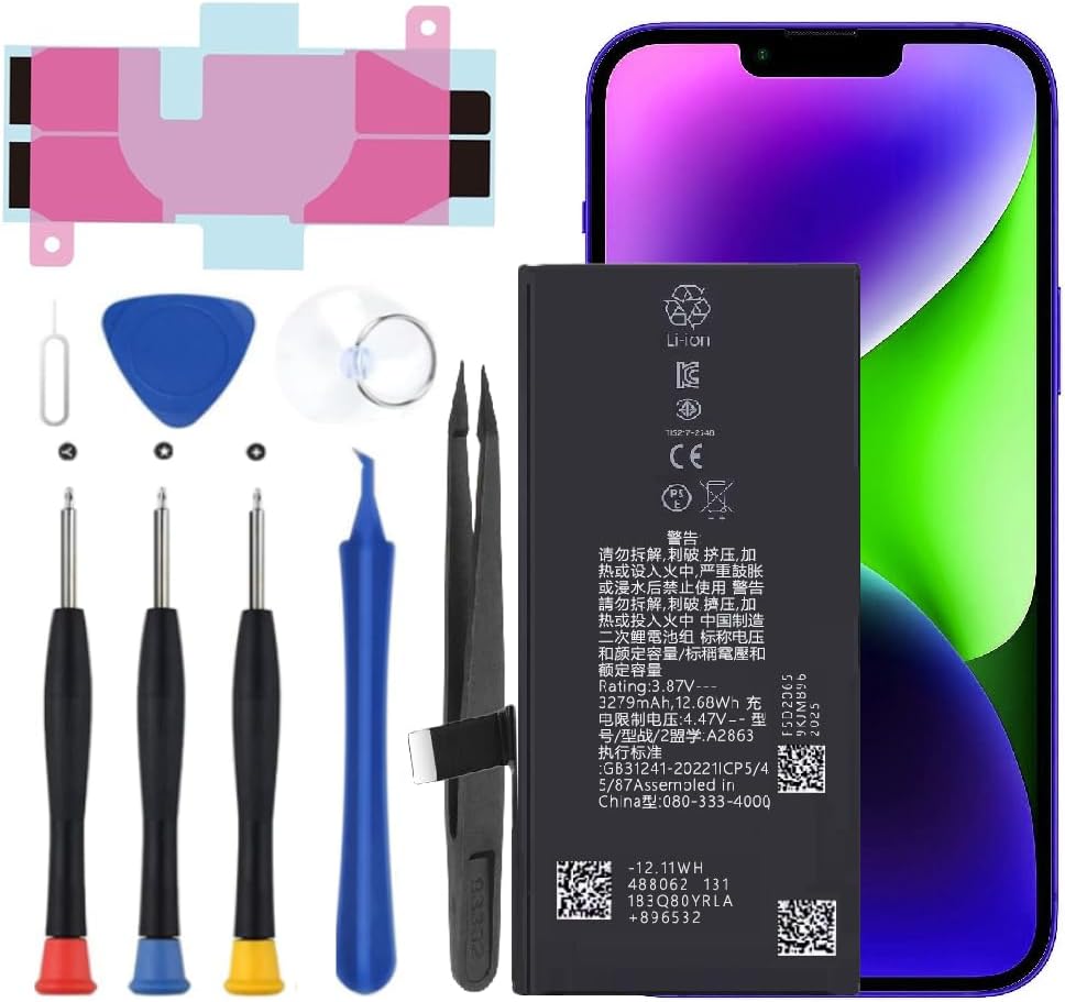 Battery for iPhone 14, Upgraded New Phone 14 Battery Replacement Compatible with iPhone 14 A2882 A2649 A2881 A2884 A2883 with Professional Repair Tools Kit