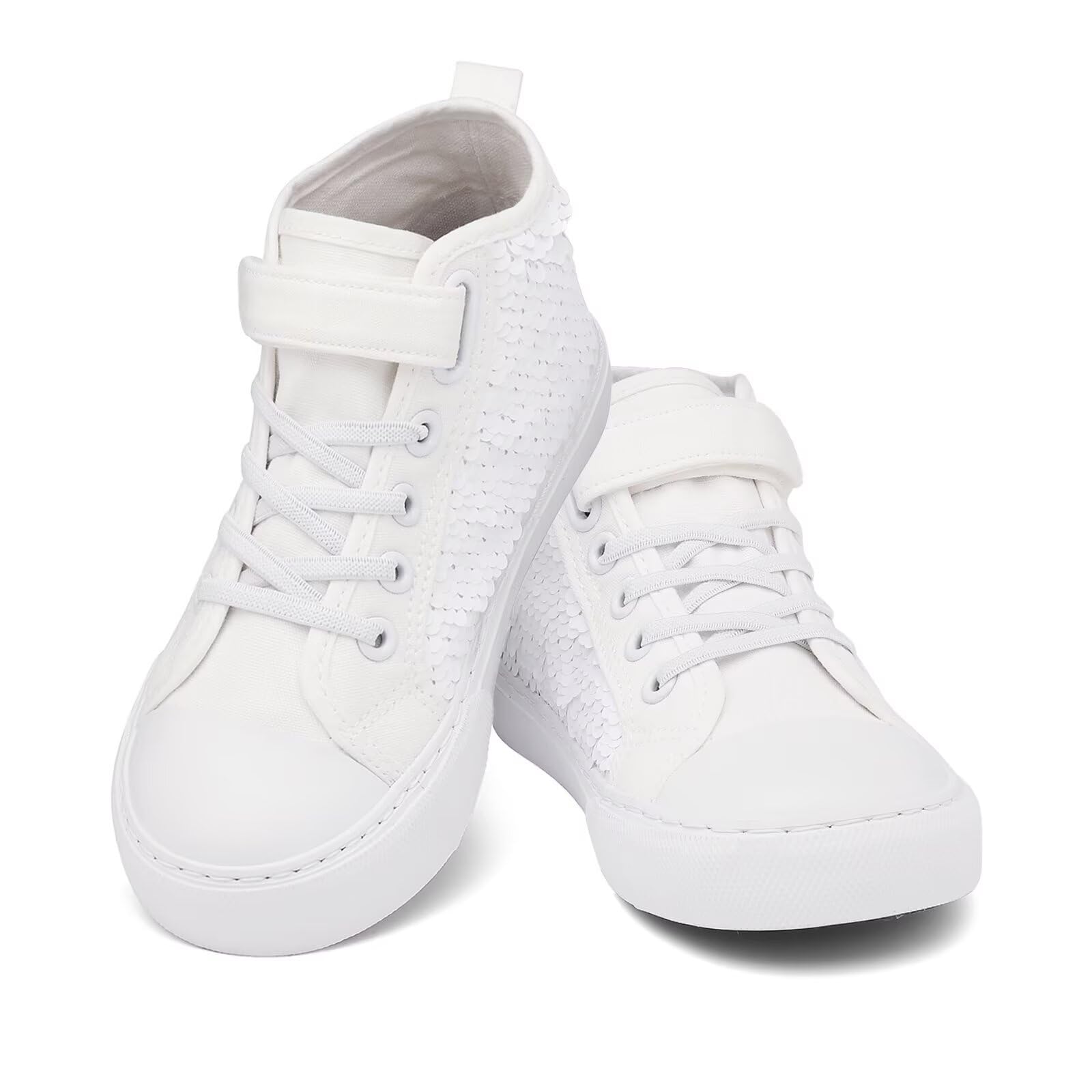 AOVOG Toddler Girls Sparkle Canvas Shoes High Top Sneakers Little Big Kids Boys Walking Cushioned Shoes Toddler 8-Big Kid 3