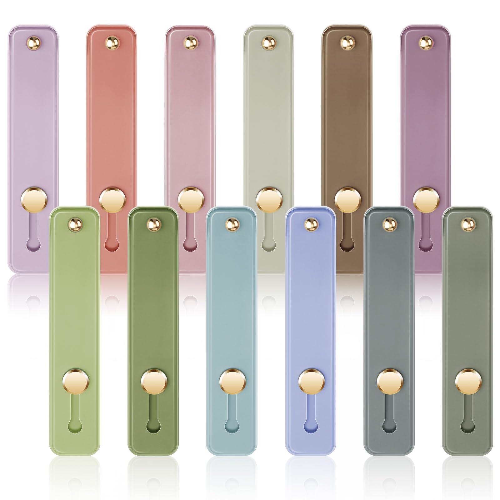 Weewooday 12 Pcs Phone Grip Strap Telescopic Finger Strap Bracket Portable Phone Finger Kickstand Handle Grip Holder(Morandi Colors)