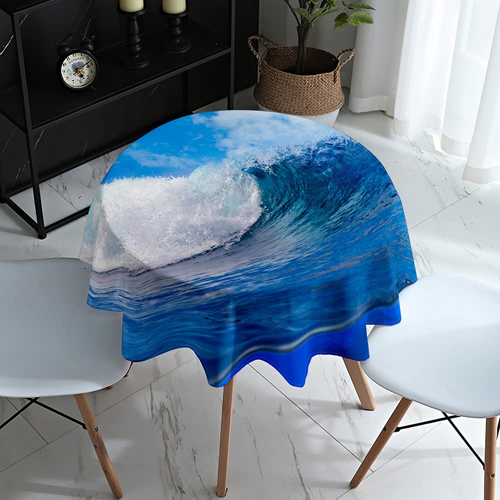 Morbuy Nappes Rondes Anti Taches, 3D Océan Vagues Impression