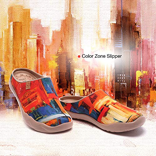 Image of UIN Slipper Woman Travel Art Painted Shoes Wide Toe Casual Home Slip On Mules Malaga