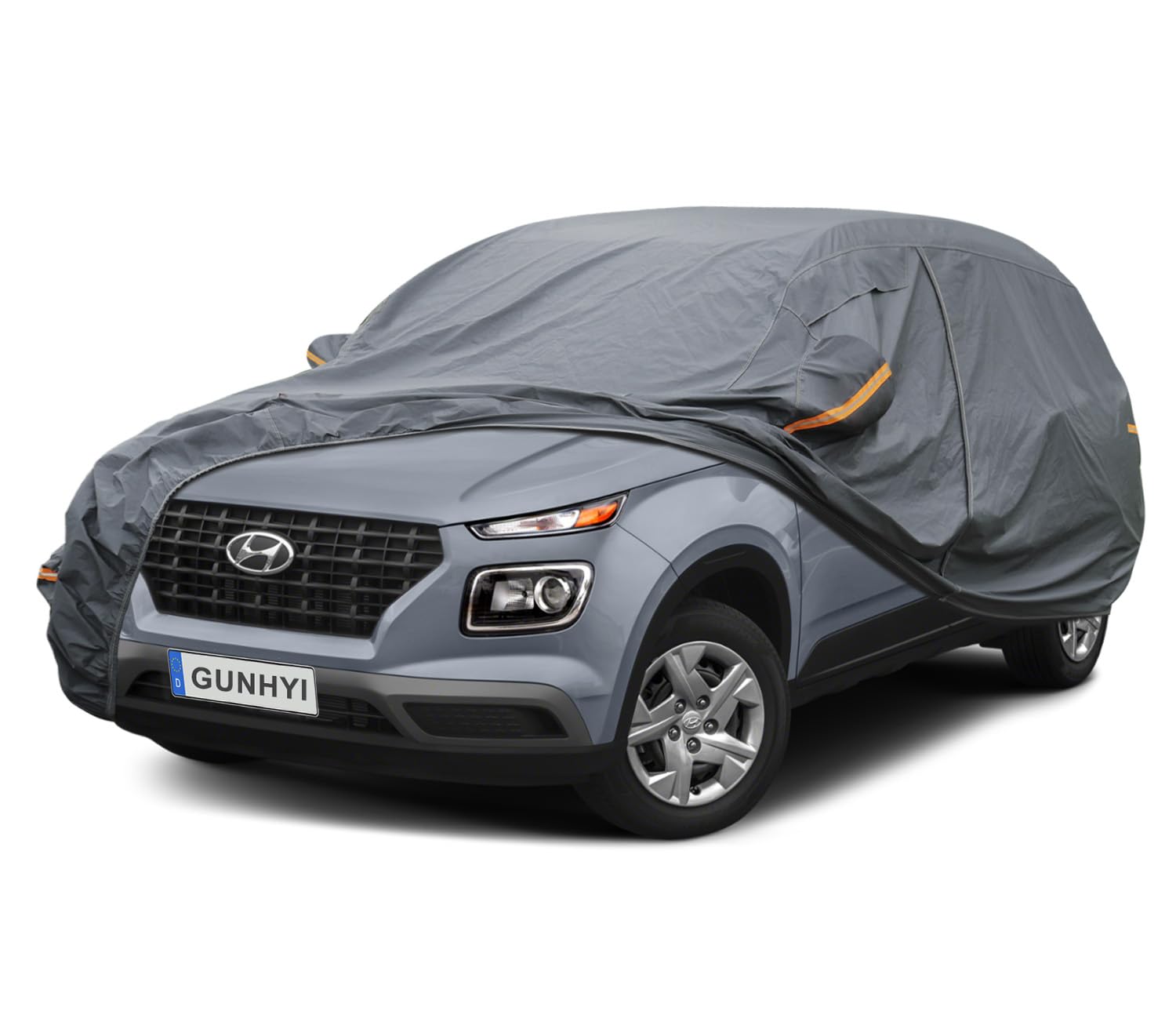 GUNHYI Premium Car Cover Custom Fit Hyundai Venue, 16 Layers Heavy Duty Car Cover Waterproof All Weather with Zipper Door for Sun Rain Snow Dust Uv Protection