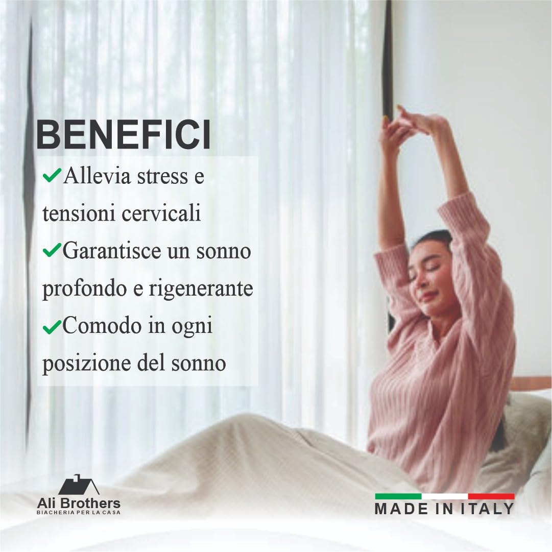 Cuscino Memory Foam Aloe Vera Set 2 Cuscino Ergonomico a Saponetta Antibatterico Ipoallergenico Traspirante per Benessere Notturno e Cuscini Letto Made in Italy per Collo e Cervicale