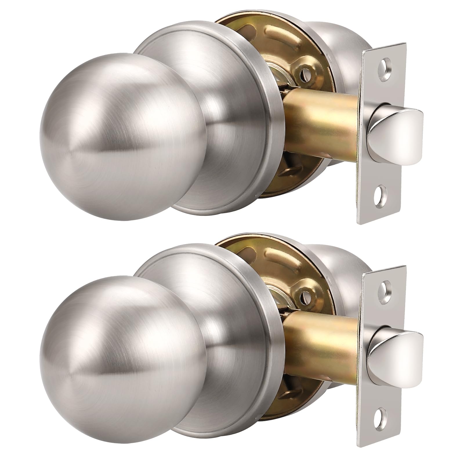 Satin Nickel Door Knobs - 6 Pack Privacy Set -17 Satin Nickel Door Knobs - 6 Pack Privacy Set -17
