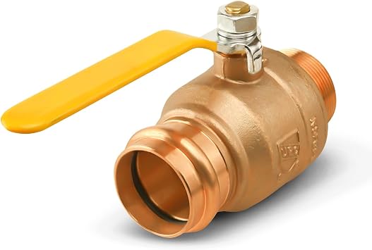 Midline Valve 542VLV001M Premium Adapter Ball Valve, with 1 in. Press x MIP Connections, Brass