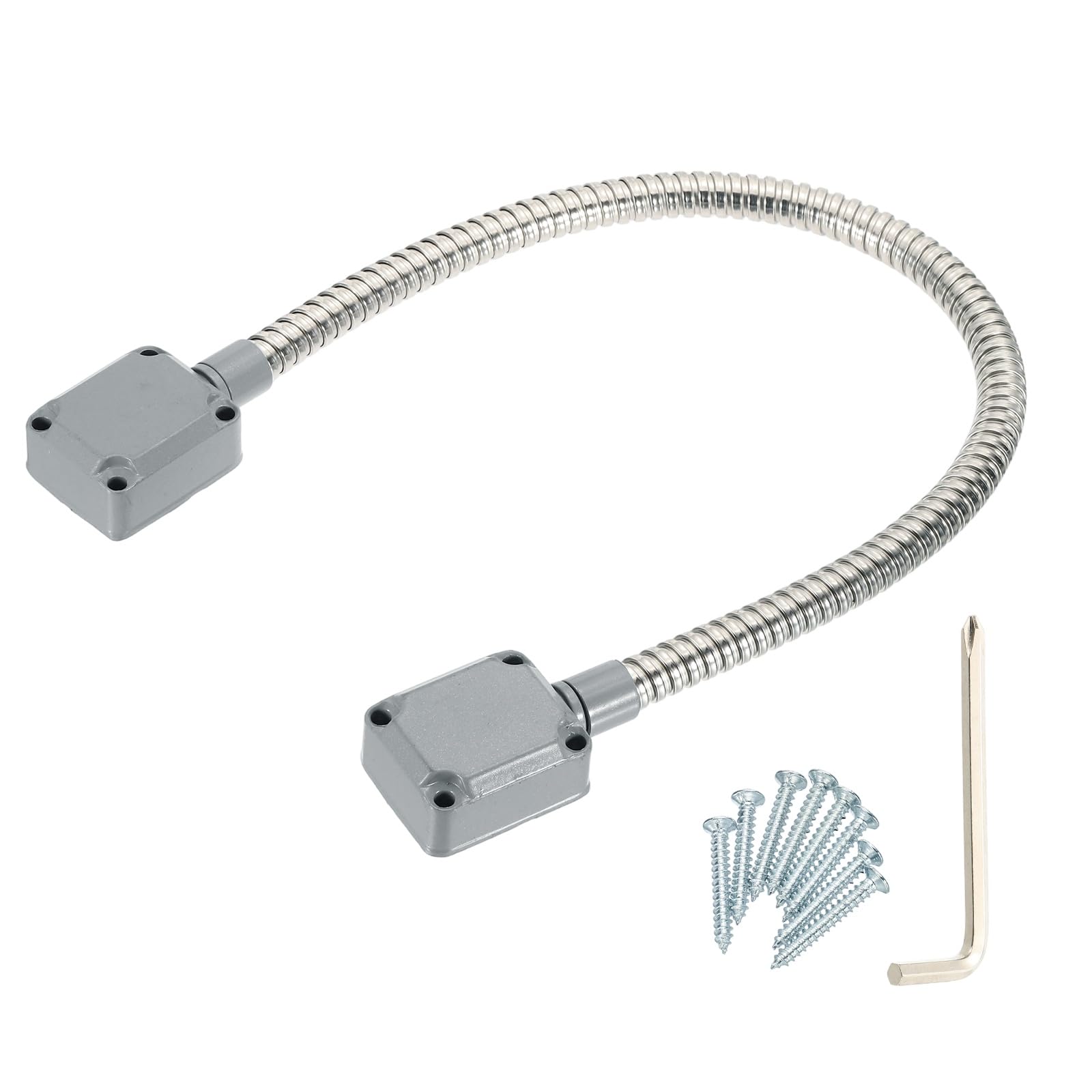 PATIKIL Armored Loop Power Transfer (20" Long, Fit 8mm(0.31"), Silver) Metal Flexible Gooseneck Exposed Mounting Sleeve Door Cable Protector with Alloy End Cap, Suit for - Access System