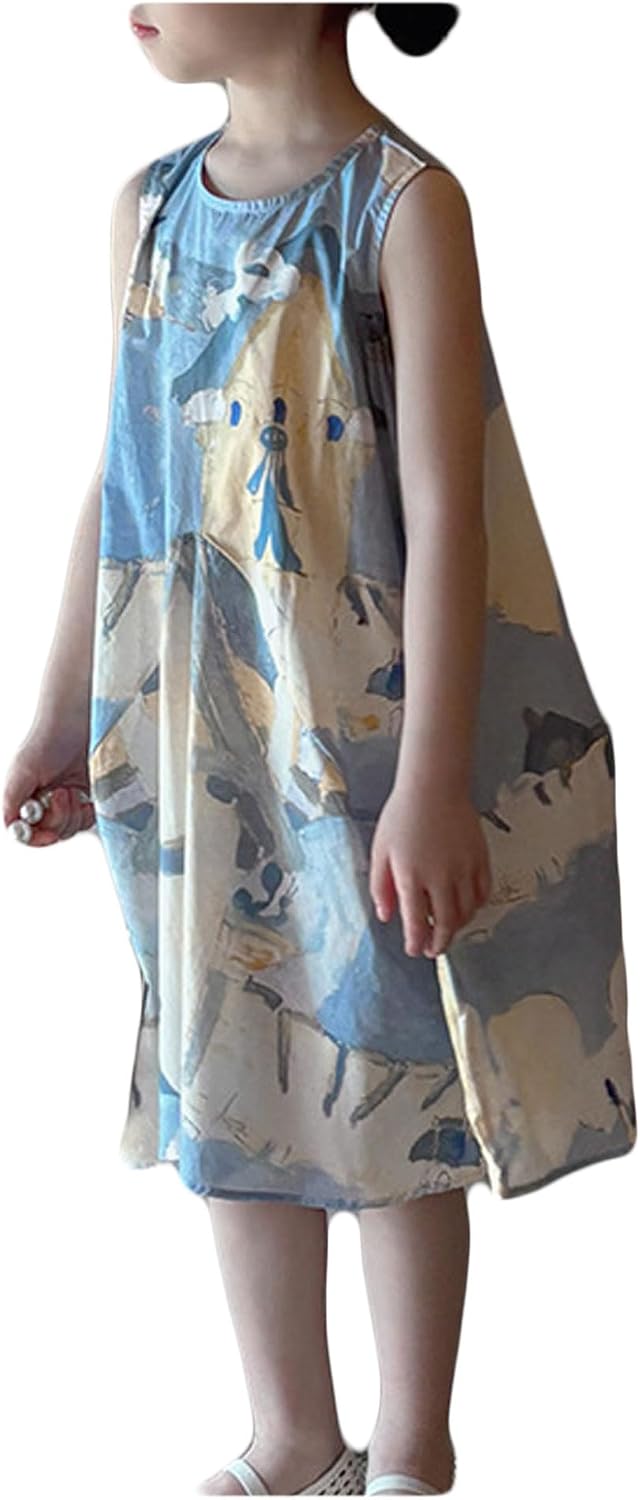 Bestgift Kids Girls Dresses Summer Skirts Children Sleeveless Long Dresses