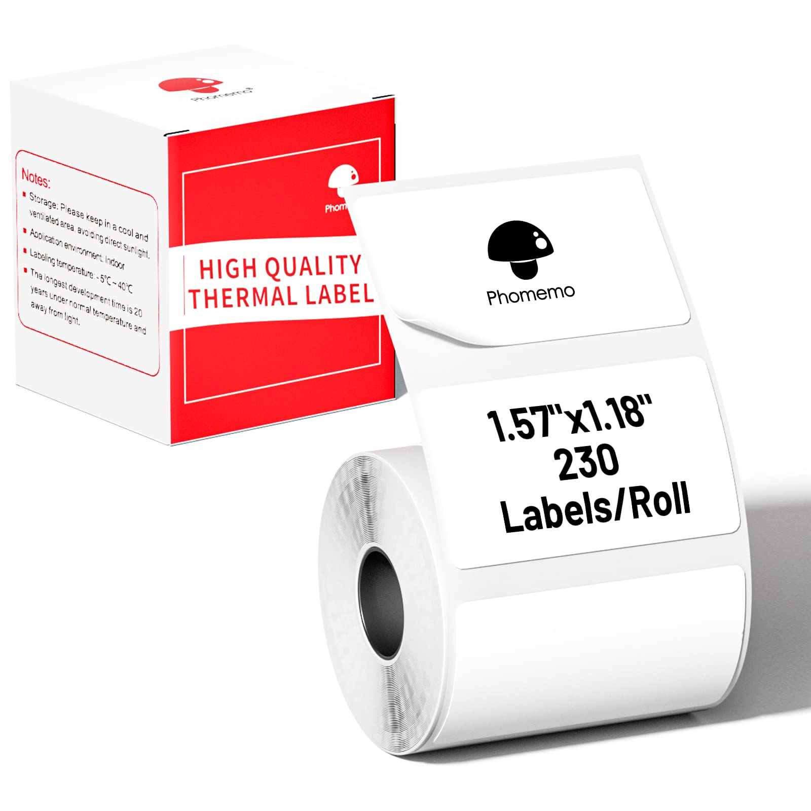 Multi-Purpose Square Self-Adhesive Label for Phomemo M110 Label Printer,1.57"x1.18"(40x30mm),230 Labels/Roll