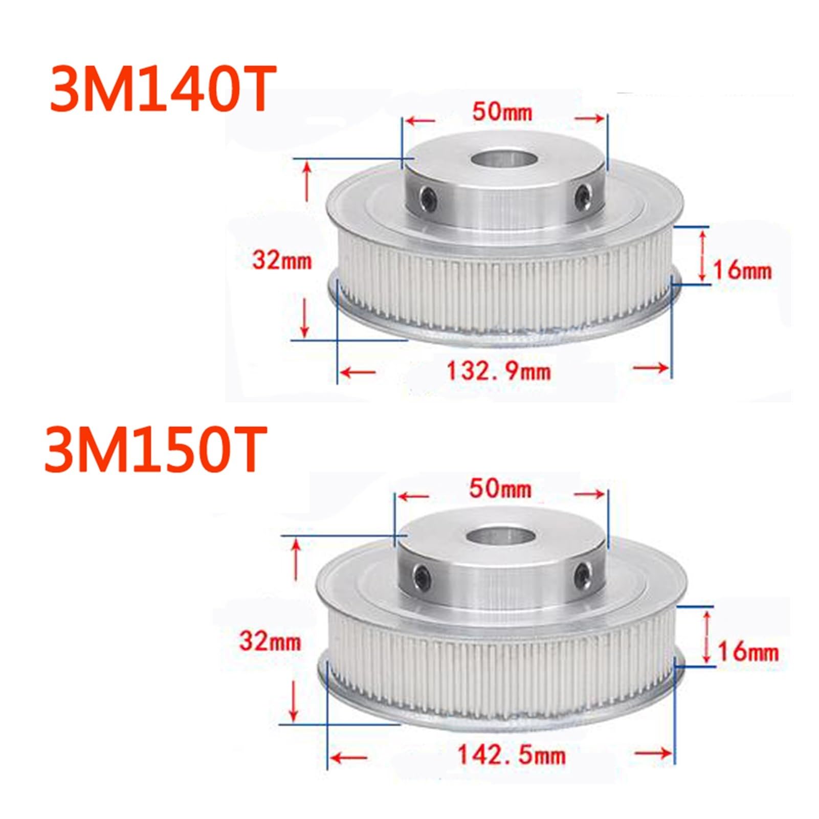 Poulie de Distribution Type BF 3M140T 3M150T Largeur de Fente 16 mm Alésage 12/14/15/19/20 mm Kindly(150Teeth Bore20mm)