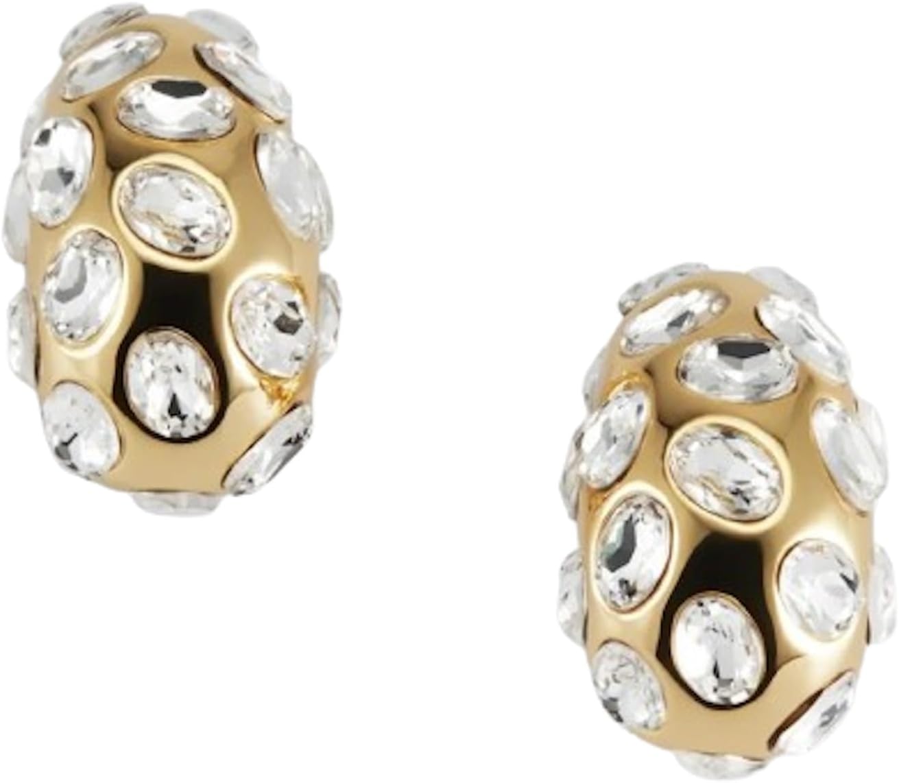 Kenneth Jay Lane Women's Gold and Crystal Domed Clip-On Earrings
