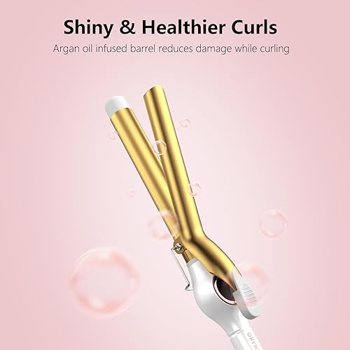 Miniatura 5 de Varita rizadora digital de cerámica de 1 pulgada de largo con apagado automático y doble voltaje para todo tipo de cabello, calentamiento rápido y