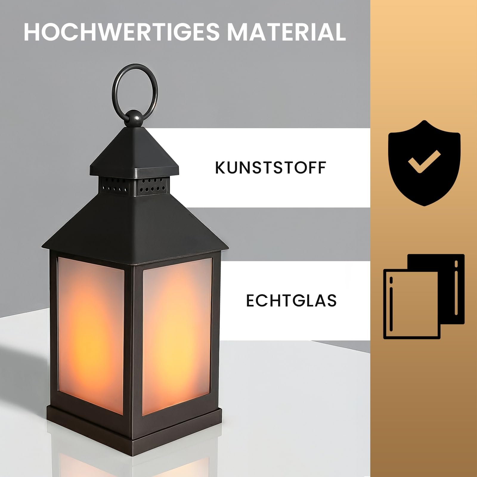 Eaxus® 4er Set LED Laterne für Draußen - Notfallleuchte Blackout. Windlicht mit Flammeneffekt Kerze - Wohnzimmer & Garten Deko