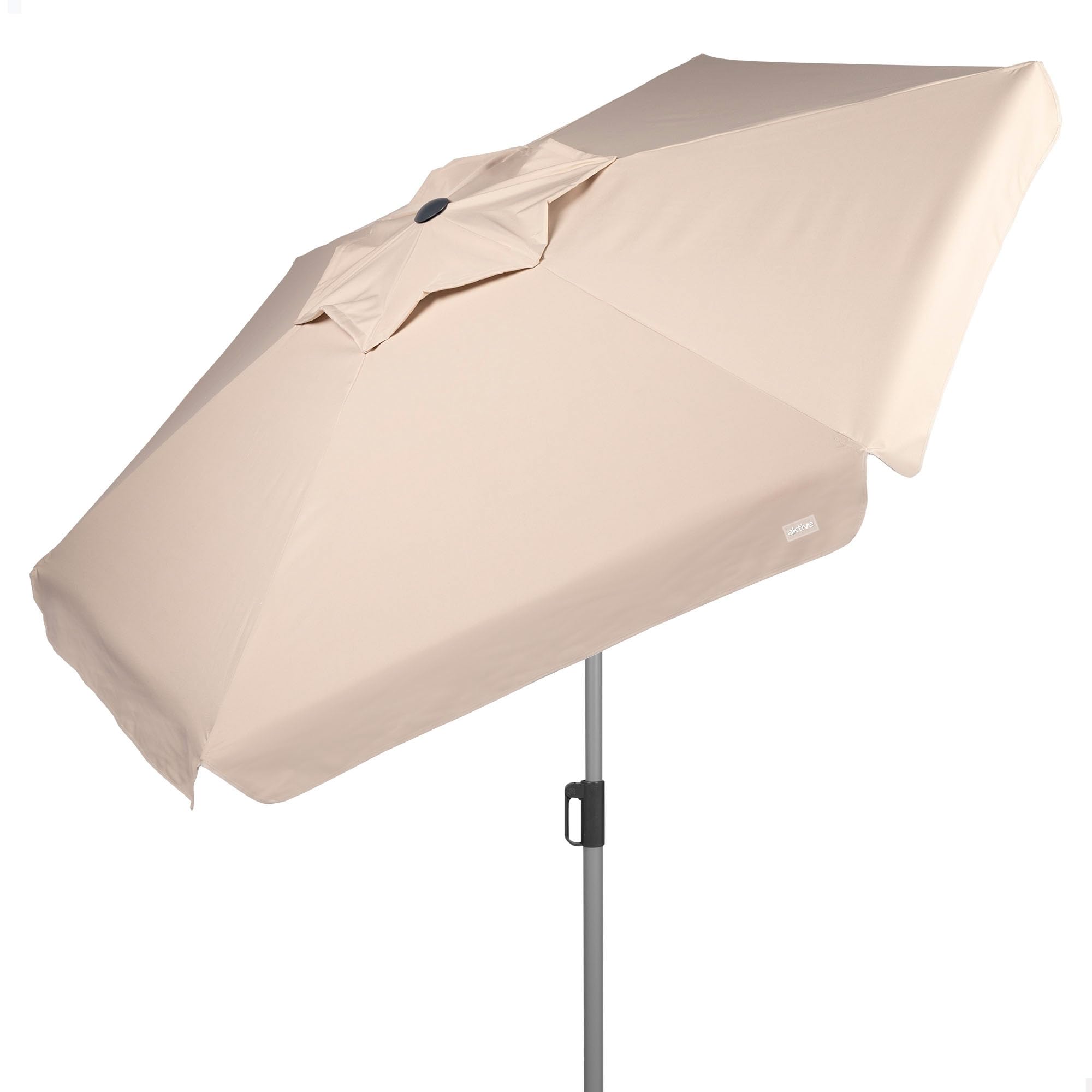 AKTIVE Parasol de Jardin Hexagonal, 220 cm, Couleur Ivoire, Protection UV50, Mât en Acier, Tube Ø28, 32 mm, Cheminée, Inclinaison et Hauteur Réglables, Tissu Polyester, Grands Parasols (62338)