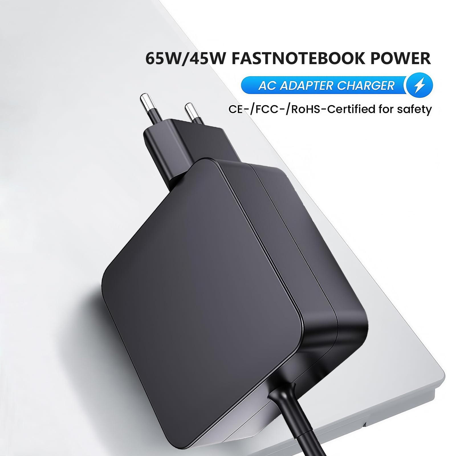 Lerobo 65W Caricabatterie per laptop 40*17mm Interfaccia, Compatibilità Lenovo Ideapad 3/5/S145/S340/S540/330s/330/320s/320/310/310s/1/S130/L340/C340, Yoga Série, ADL45WCG ADLX65CLGE2A Adattatore PC
