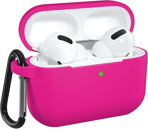 DGege - Funda de silicona compatible con Apple AirPods Pro, funda protectora con mosquetón para AirPods 3 (luz de LED frontal visible)