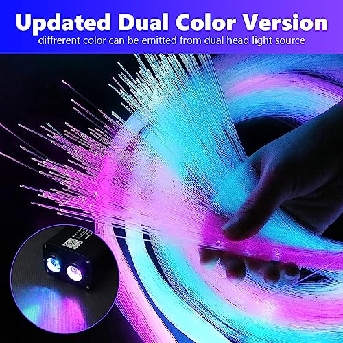 Image of AMKI Dual Color 20W Twinkle Starlight Headliner Kit 600pcs*0.03in*9.8ft Cables+ RGB Meteor Shooting Star Fiber Optic Light Sound Activated APP /Remote Control for Car Roof Home Ceiling