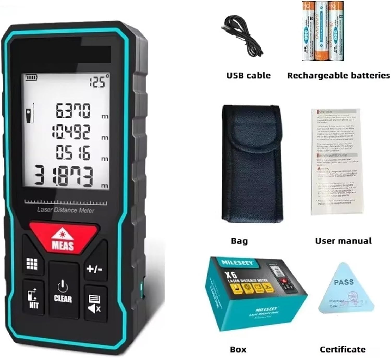MZMZM X6 S6 Laser Distance Meter package contents