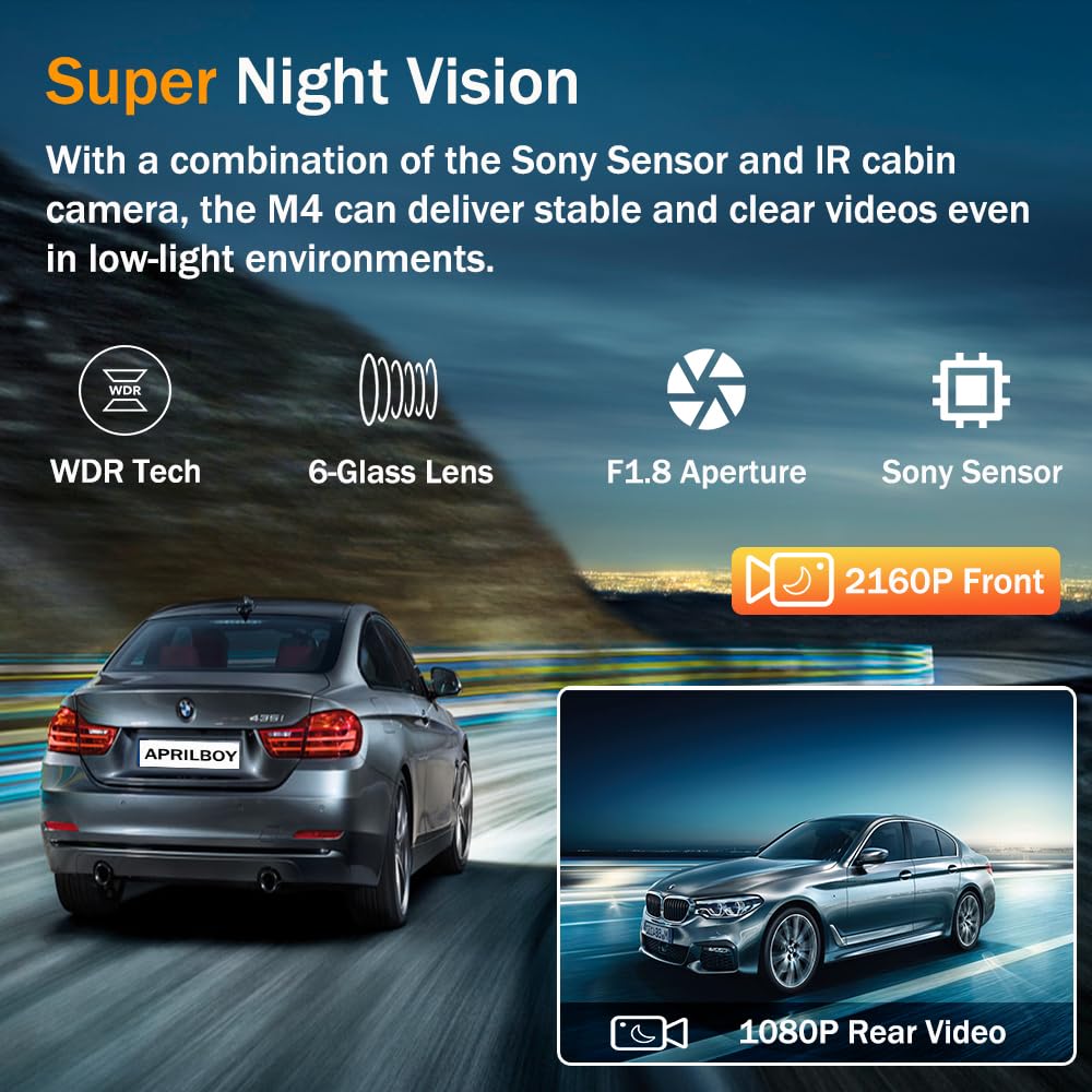 Dashcam Auto Vorne Hinte, 4K+1080P Dual Kamera mit 5GHz WLAN GPS und 24/7 Parküberwachung für maximale Sicherheit durch ADAS Nachtsicht & 170° Weitwinkel - Inkl. 64GB SD Karte