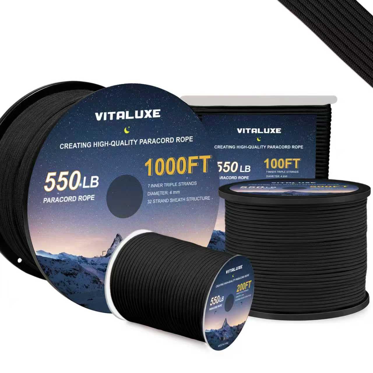 - Paracord 550, 4mm, 7 Triple Strands Utility Rope, Parachute Cord for Survival Gear, Camping, Hiking, and DIY Bracelets, Keychains,Accessories, Type III