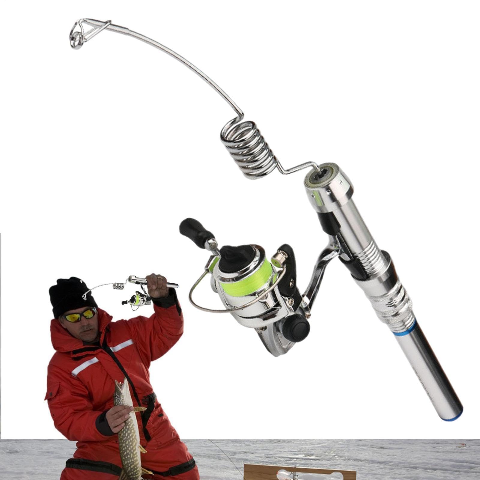 Ice Fishing Reel and Rod Combo, Pocket Pen Fishing Rod Kit, Complete Ice