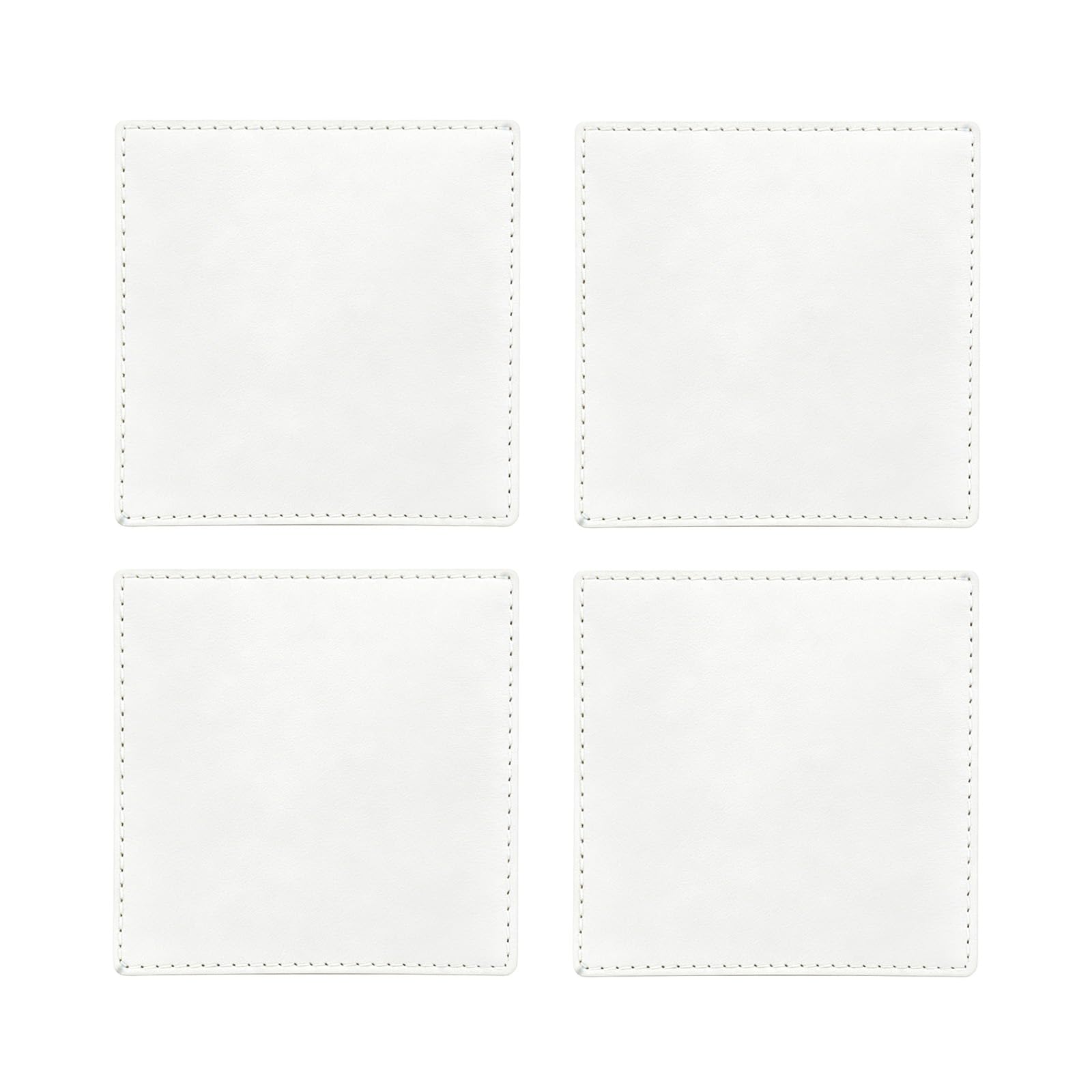 Daxiangsheng 4 PCS Drink Coasters, Cup Mats Coaster Sets, White Square PU Coasters Various Cups Coaster Set Of 4 for Men Women Birthdays Anniversaries Housewarmings Weddings