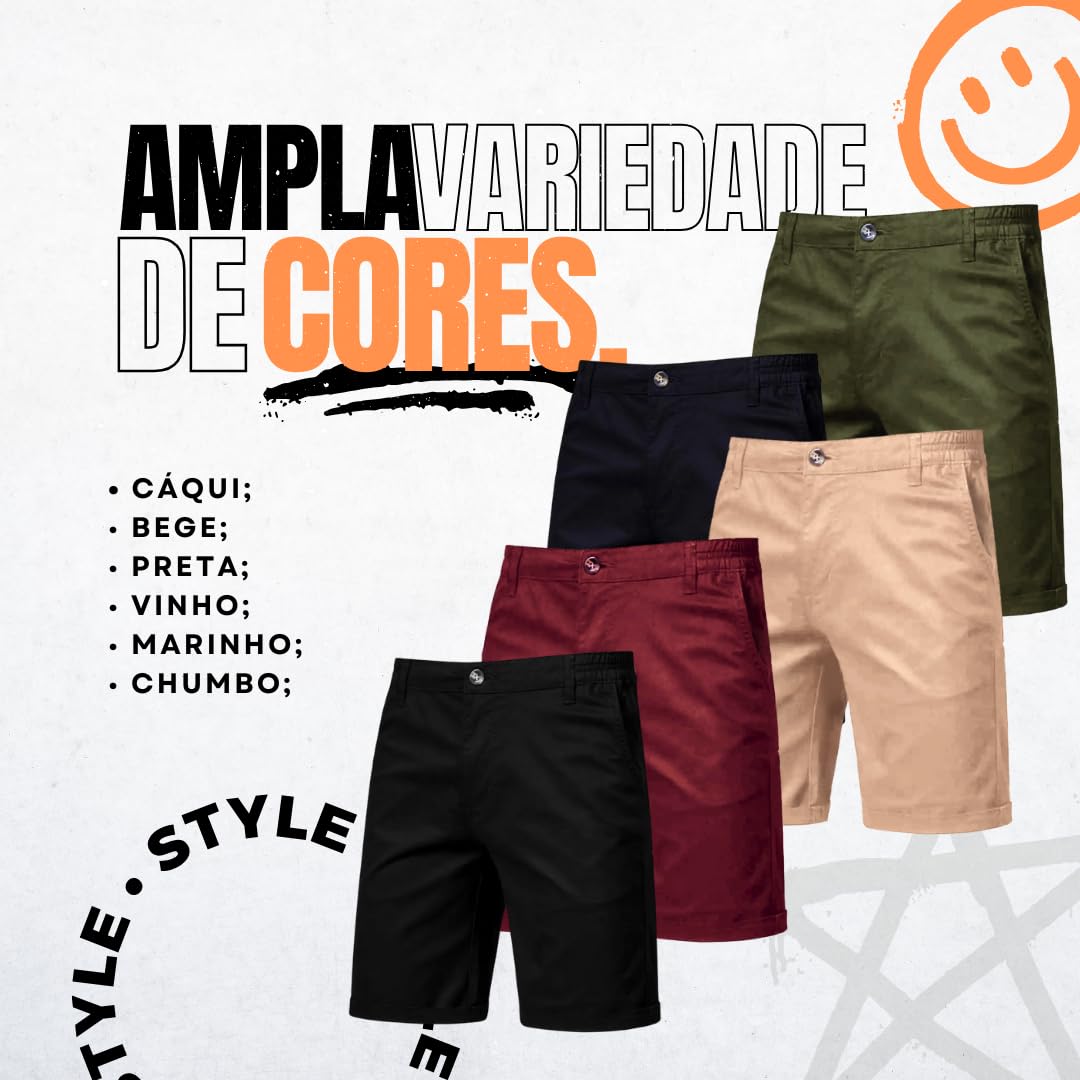Bermuda De Sarja Masculina Slim Color Alfaiataria Sport Fino de Algodão com Elastano Diversas Cores em promoção! Veja a oferta e mais achadinhos de Shorts & Bermudas 4 Hoje é o melhor dia para comprar Bermuda De Sarja Masculina Slim Color Alfaiataria Sport Fino de Algodão com Elastano Diversas Cores com aquele preço maroto! Promoção! Aproveite a oferta! 4